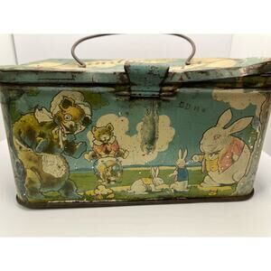 Antique Peter Rabbit Candy‎ Tin Litho Kandies For The Kiddies Tindeco